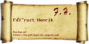 Fürszt Henrik névjegykártya