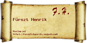 Fürszt Henrik névjegykártya